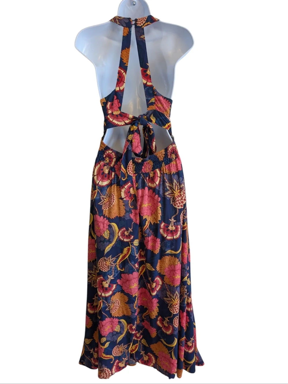 Jaase Endless Summer Maxi Dress Navy Blue Halter Open Back Sz M Summer Vacation - Picture 3 of 10